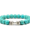 Turquoise Energy Gun Black Electroplated Alloy Barbell Bracelet
