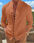 Cotton and Linen Casual Loose Long Sleeve Shirt – Men’s & Women’s Unisex Eco-Friendly Fashion