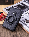 Stylish Minimalist Wallet for Men, crafted from metal, offering anti-theft features and a built-in Bluetooth tracker.