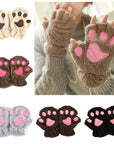 Winter Lovely Half Cover Paw Bear Cat Claw Gloves Short Finger
