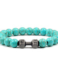 Turquoise Energy Gun Black Electroplated Alloy Barbell Bracelet