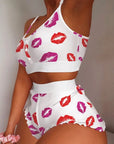 Women's print pajama set: adorable, Cute pajama set for women, Women's adorable print sleepwear, Stylish pajama set with cute design, Adorable women's sleepwear ensemble, Fashionable print pajamas for her, Women's comfy and cute pajama set, Trendy sleepwear with adorable print, Cute lounge set for women, Fashion-forward women's pajama set with print,