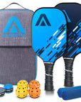 Fiberflex Pickleball Paddle Set, 2 Paddles, 4 Balls, 2 Overgrip Tapes, 2 Cooling Towels and Pickleball Bag