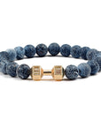 Turquoise Energy Gun Black Electroplated Alloy Barbell Bracelet
