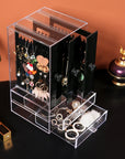 Compact acrylic cosmetic organizer with drawers, designed for efficient makeup and beauty product storage