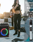 Portable Bluetooth karaoke machine for adults and kids, with 2 wireless microphones, perfect for parties, events, and home use. Offers high-quality sound and fun!