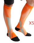 Unisex compression socks made from polyester, nylon, and cotton, designed for improved circulation, reduced swelling, and all-day comfort. Available in multiple sizes for men and women