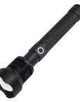 Powerful CREE XHP70.2 LED flashlight with 150,000 lumens, rechargeable batteries, zoom lens, and water resistance