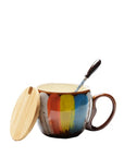 Creative ceramic cup, milk cup, water cup, coffee cup, breakfast cup, couple cup, mug with lid and spoon, ideal for daily use and stylish drinkware.
