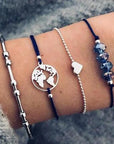 Elegant anklet bracelet featuring a star and moon design, with geometric, love, and flower elements. Includes turtle charm and beaded accents for a unique, boho-inspired look perfect for special occasions like weddings, anniversaries, and birthdays