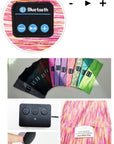 A pink Bluetooth music headband designed as a wireless eye mask, featuring hands-free calling, voice control, and stereo sound. Ideal for running, relaxing, or sleeping, offering a comfortable, head-mounted fit with Bluetooth 5.0 connectivity.