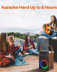 Portable Bluetooth karaoke machine for adults and kids, with 2 wireless microphones, perfect for parties, events, and home use. Offers high-quality sound and fun!