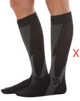 Unisex compression socks made from polyester, nylon, and cotton, designed for improved circulation, reduced swelling, and all-day comfort. Available in multiple sizes for men and women
