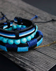 Unisex punk bracelet made of studded PU leather with a geometric design, perfect for goth and emo styles.