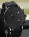A vintage-inspired men’s professional timepiece with leather strap and a classic dial design.