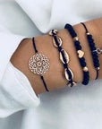 Elegant anklet bracelet featuring a star and moon design, with geometric, love, and flower elements. Includes turtle charm and beaded accents for a unique, boho-inspired look perfect for special occasions like weddings, anniversaries, and birthdays
