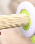 Close-up of a durable plastic spaghetti portion tool used for accurately measuring pasta portions, featuring a compact and easy-to-use design. Ideal as a pasta measuring tool, spaghetti measuring tool, spaghetti measurer, and versatile pasta measurer tool for home kitchens.