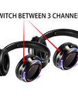 "Silent disco headphones with head-mounted design, 40mm driver, and 600mAh rechargeable lithium battery. Perfect for silent parties and headphone party events, featuring a 3.5mm plug and high-quality sound with a frequency range of 20-20,000Hz.