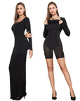 Two-in-one long sleeve narrow dress with double-layer belly lining, providing waist support, shaping, and hip lifting for a flattering fit.
