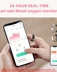 Smart ring fitness tracker with sleek design, IP68 waterproof rating, and wireless connectivity. Tracks steps, calories, distance, sleep, and more, compatible with iPhone and Android devices
