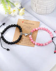 Natural Stone Beads Couple Magnetic Bracelets for Long Distance Relationship | Matching Love Energy & Healing Jewelry