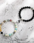 Natural Stone Beads Couple Magnetic Bracelets for Long Distance Relationship | Matching Love Energy & Healing Jewelry