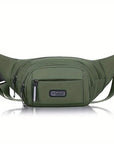 Black nylon fanny pack with adjustable strap and zipper closure. Lightweight, durable, and versatile, perfect for festivals, travel, or casual use. Also available in a floral design.