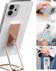 Foldable and retractable mobile phone holder with a magnetic ring buckle design. Adjustable stand suitable for desk, car, or office use, compatible with all smartphones and tablets.