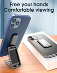 Foldable and retractable mobile phone holder with a magnetic ring buckle design. Adjustable stand suitable for desk, car, or office use, compatible with all smartphones and tablets.