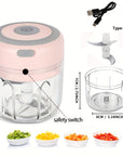 Compact wireless electric food chopper and garlic crusher, USB-powered for convenience, designed for effortless and efficient food prep, perfect for crushing garlic, vegetables, and more with ease.