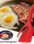 2 In 1 Grip And Flip Tongs Egg Spatula Tongs Clamp Pancake Fried Egg French Toast Omelet Overturned Kitchen Accessories