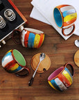 Creative ceramic cup, milk cup, water cup, coffee cup, breakfast cup, couple cup, mug with lid and spoon, ideal for daily use and stylish drinkware.