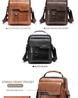 Detailed view of sophisticated mens crossbody bag highlighting quality and functionality