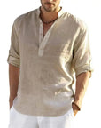 Men's Linen Long Sleeve Shirt - Lightweight and Stylish Casual Menswear