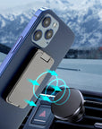 Foldable and retractable mobile phone holder with a magnetic ring buckle design. Adjustable stand suitable for desk, car, or office use, compatible with all smartphones and tablets.