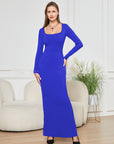 Two-in-one long sleeve narrow dress with double-layer belly lining, providing waist support, shaping, and hip lifting for a flattering fit.