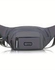 Black nylon fanny pack with adjustable strap and zipper closure. Lightweight, durable, and versatile, perfect for festivals, travel, or casual use. Also available in a floral design.