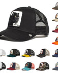 Close-up view of a premium baseball cap featuring a detailed lion embroidery design, perfect for outdoor activities