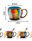 Creative ceramic cup, milk cup, water cup, coffee cup, breakfast cup, couple cup, mug with lid and spoon, ideal for daily use and stylish drinkware.