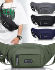 "Black nylon fanny pack with adjustable strap and zipper closure. Lightweight, durable, and versatile, perfect for festivals, travel, or casual use. Also available in a floral design."