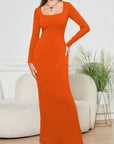 Two-in-one long sleeve narrow dress with double-layer belly lining, providing waist support, shaping, and hip lifting for a flattering fit.