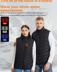 Men's USB heated vest with 15 heating zones, USB rechargeable, electric power bank heated jacket, ideal for winter adventures.