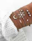Elegant anklet bracelet featuring a star and moon design, with geometric, love, and flower elements. Includes turtle charm and beaded accents for a unique, boho-inspired look perfect for special occasions like weddings, anniversaries, and birthdays