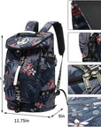 Floral gym bag with multiple compartments including a shoe compartment, waterproof design, and adjustable straps for versatile carrying options.
