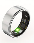 Smart ring fitness tracker with sleek design, IP68 waterproof rating, and wireless connectivity. Tracks steps, calories, distance, sleep, and more, compatible with iPhone and Android devices