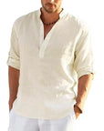 Men's Linen Long Sleeve Shirt - Lightweight and Stylish Casual Menswear