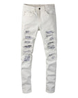 White bandana jeans Bandana print jeans in white Stylish denim jeans with white bandana pattern Fashionable white jeans with bandana detailing Trendy bandana print denim pants White jeans adorned with bandana motif Distinctive white denim jeans with bandana design Unique jeans featuring white bandana print Fashion-forward pants with white bandana accents Eye-catching white jeans embellished with bandana print