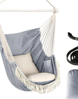 Hammock Chair Hanging Swing Max 500 Lbs 2 Cushions Included Steel Spreader Bar with Anti-Slip Grooves Portable Hanging