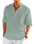 Men's Linen Long Sleeve Shirt - Lightweight and Stylish Casual Menswear
