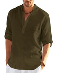 Men's Linen Long Sleeve Shirt - Lightweight and Stylish Casual Menswear